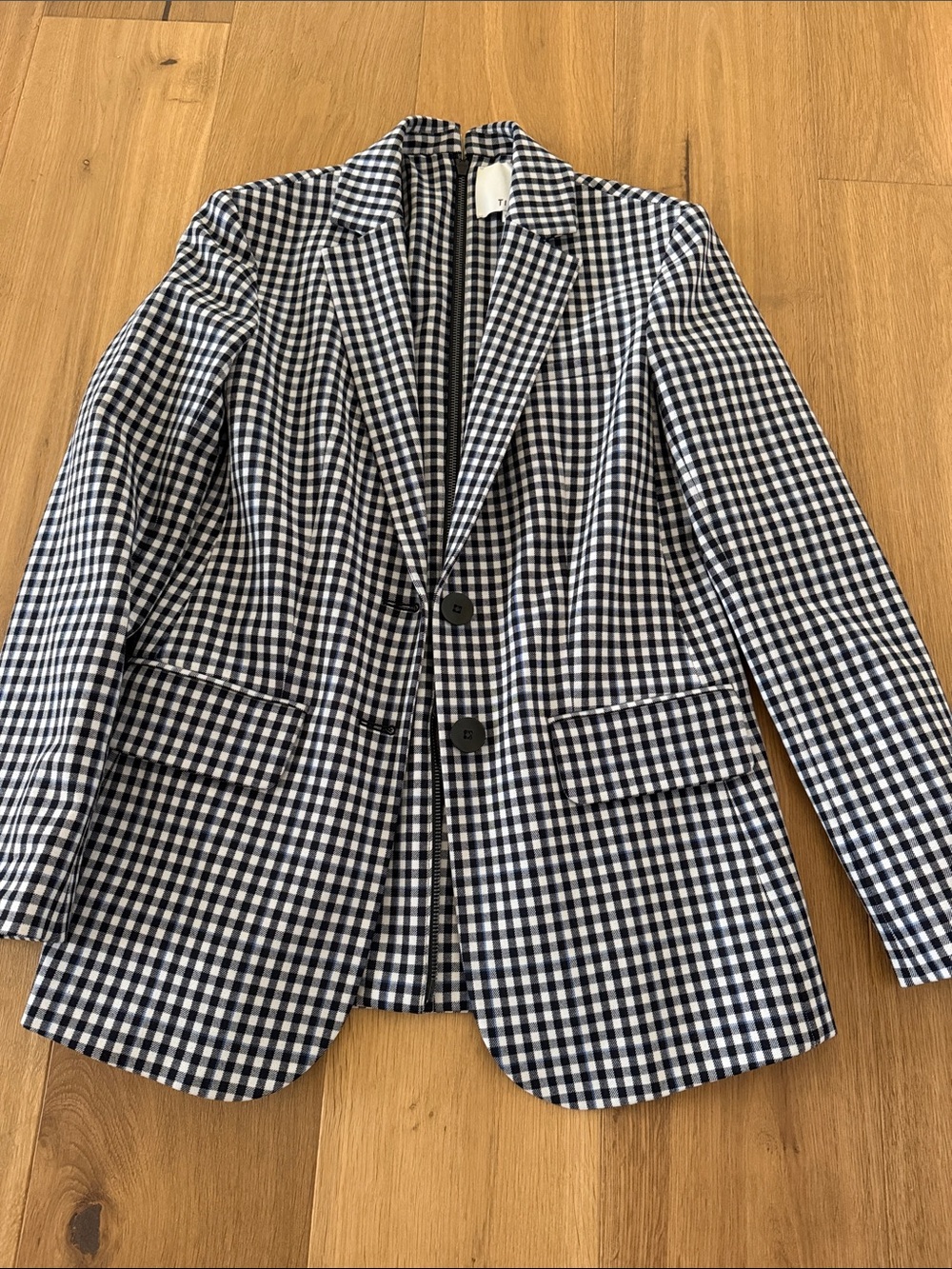 Tibi Gingham Suiting Blazer, gingham multi, size 00